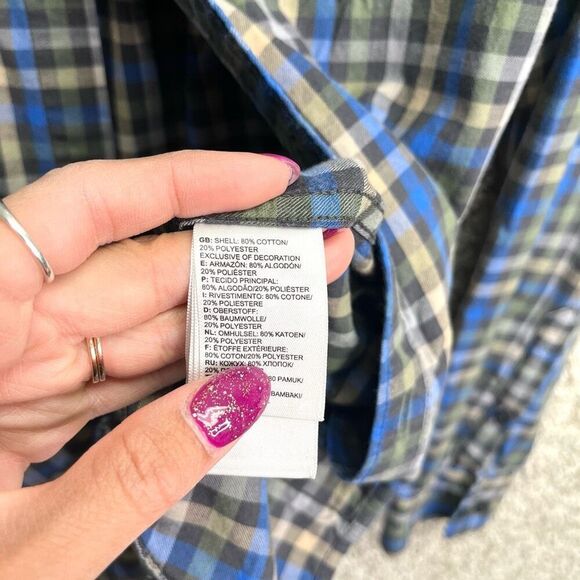 The North Face Shirt Men’s Large Blue and Green Plaid Long Sleeve Button Down - Picture 5 of 6